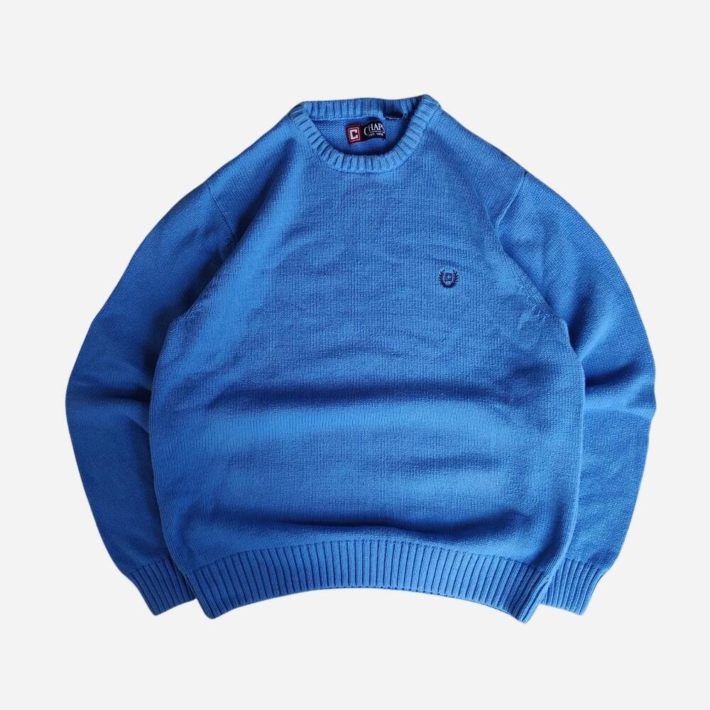 Chaps blue cotton knit sweater